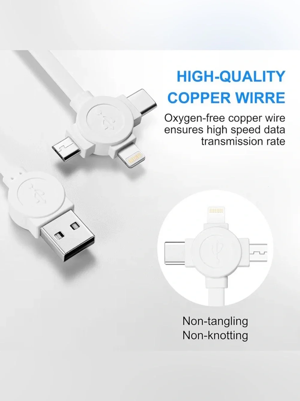 2Pack 3 in 1 Retractable Multi Charging Cable